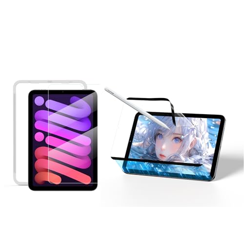 NIMASO iPad mini7�iA17 Pro�j��7���� 2024�p/iPad mini6�i��6����j2021�p �K���X�t�B����+�y�[�p�[���C�N�t�B���� ���E�� �w��h�~ �ϏՌ� �݊������� �ی�t�B���� DXNASIN023