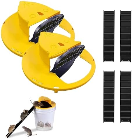 5 Gallon Bucket Lid Mouse Rat Trap 2 Pack-Mice Mouse Trap Bucket Flip Lid,Mouse Trap Bucket Indoor Outdoor,Mouse Trap Bucket Lid Auto Reset,Reusable Mouse Trap Bucket Lid，Humane Mouse Trap