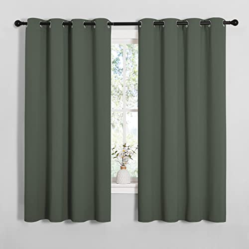 Image of NICETOWN Thermal Insulated Curtains Blackout Draperies, Window Treatment Solid Grommet Room Darkening Drape Panels for Bedroom (Dark Mallard, Set of 2, 55 by 68 inches Long)