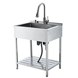WMXQX Stainless Steel Utility Sink Free Standing, 30.7'x21.65' Laundry Utility...