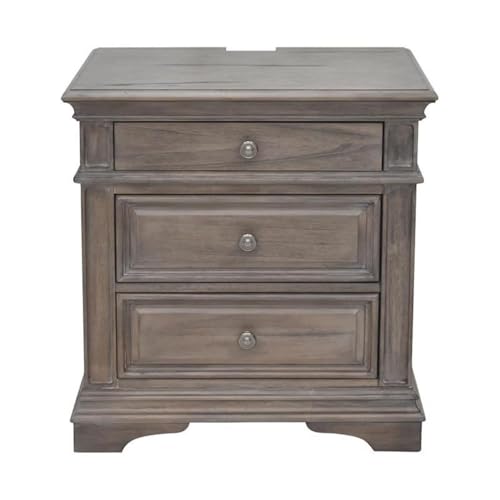 Home Square 2385457-PKG 3 Drawer Wood Nightstand Set In Driftwood Gray  thumb #6