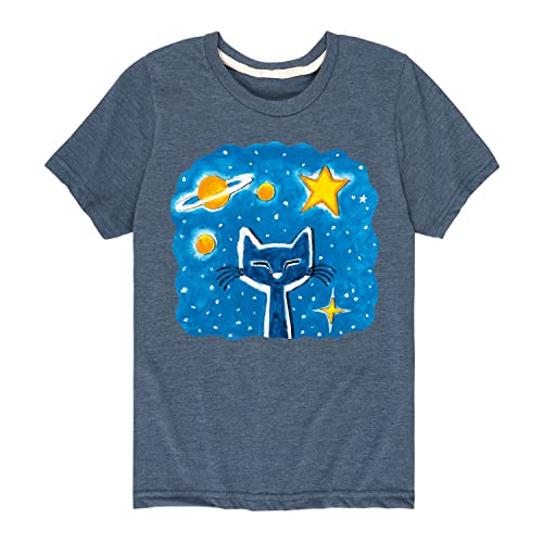 Pete the Cat - Imagination Space Dream - Toddler and Youth Short Sleeve Graphic T-Shirt - Size Medium Heather Blue