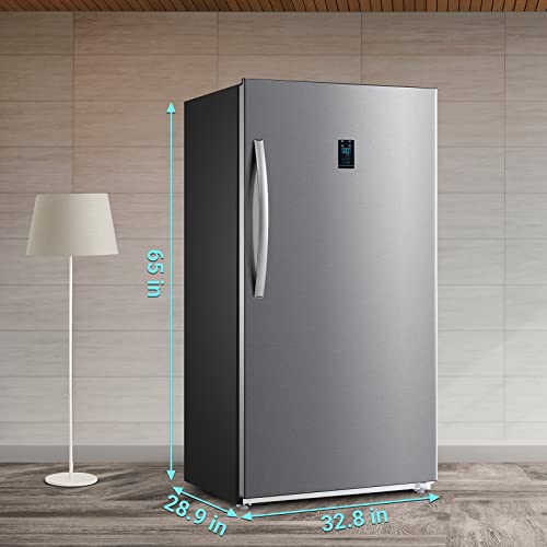 Techomey Upright Freezer 17 Cu.ft, Conversion Freezer/Refrigerator, Stand Up Frost Free Freezer, Freestanding Vertical Freezer With Garage Ready, Front Open Single Door, Energy Star, Stainless Steel #TOP6
