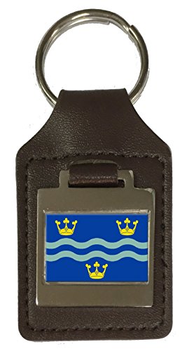 Porte-clés en cuir gravé drapeau Cambridgeshire - Accessoire de mode vintage