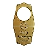 Signs ByLITA Baby Sleeping Please Be Quiet Door Hanger - Brushed Gold, 4