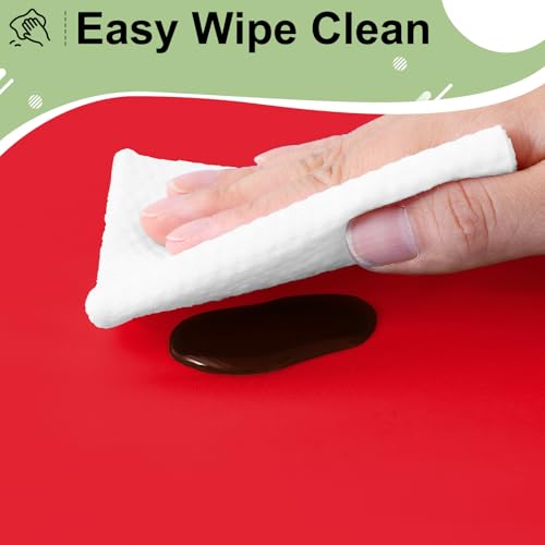 Image of misaya 4 Packs Disposable Plastic Table Cloth, 84 inch Round Waterproof Tablecloth, Leakproof & Sturdy Decorative Table Covers for Picnic, Party, Outdoor and Back to School, Red