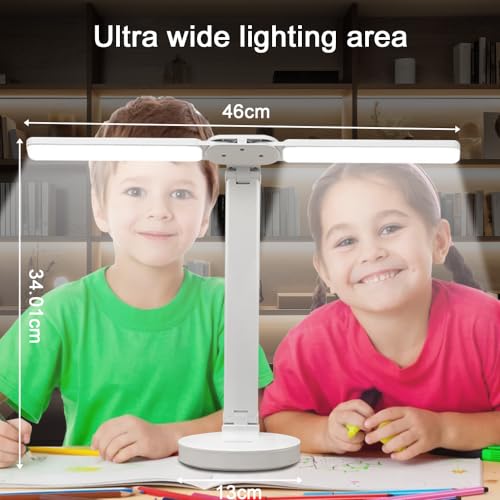 Necomi Double Head LED Desk Lamp, Rechargeable, Eye-Caring, Touch Control With USB Charging Port-Bedside Table Lamp for Reading, Study Lamp for Kids, Home, Office, [Amazon Exclusive]