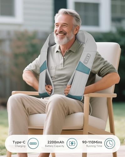 Snailax Cordless Neck Massager with Heat, Rechargeable Shiatsu Neck Back Massager for Pain Relief Deep Tissue, 4D Knead Shoulder Massager Pillow, with Portable Carry Bag, Gifts/Presents for Mom, Dad - Image 4