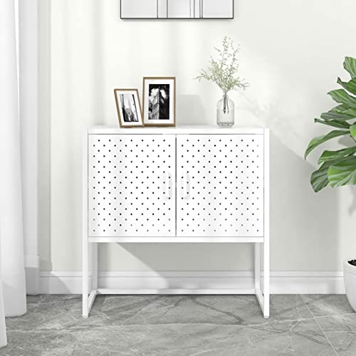 ShCuShan Aparador de almacenamiento, mueble para salón, dormitorio, color blanco, 75 x 35 x 75 cm, acero