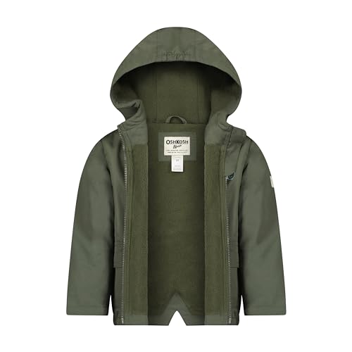 OSHKOSH B'GOSH Toddler/Littile Girls' Midweight Fleece Transitional Jacket, Olive, 3T2