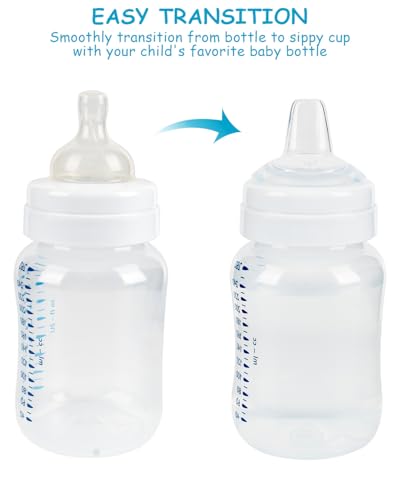 Sippy Spouts for Philips Avent Anti-Colic Baby Bottles, Soft 100% Silicone Sippy Cup Nipples, 6m+, Variable Flow, 6 Count
