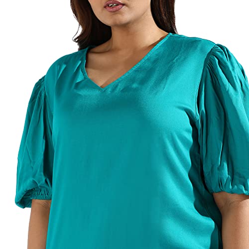 Image of Instafab Plus Women's Multicolour Printed Midi Length Short Sleeve Regular Fit Wrap Dress for Casual Wear | Modern Clothing Dress Crafted with Comfort Fit for Everyday Wear, 3XL