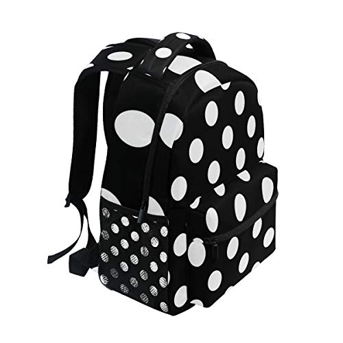 ALAZA Black White Polka Dot Backpack Daypack School Bag Travel Shoulder Bag for Students Boys Girls3
