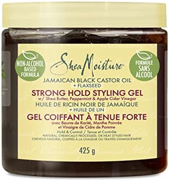 SheaMoisture Styling Strong Hold Styling Gel for Natural, Chemically Processed or Heat Styled Hair Jamaican Black Castor Oil and Flaxseed Paraben-Free Anti-Frizz Hair Gel 15 oz
