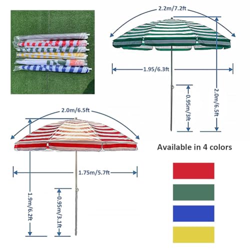 Parasol de plage haut de gamme à rayures avec structure robuste à 8 baleines - 4