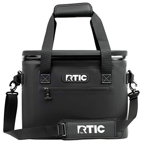 RTIC Soft Cooler 30 Insulated Bag, Black, Leak Proof Zipper, Portable Ice Chest Cooler for Travel, Lunch, Work, Cars, Picnics, Beaches & Trips