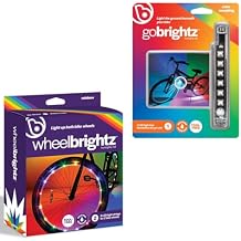 تتضمن مجموعة مصابيح الدراجة LED من Brightz مجموعتين من مصابيح عجلة الدراجة LED من WheelBrightz ومصابيح إطار الدراجة LED من GoBrightz، مصابيح نابضة بالحياة ومقاومة للطقس لتعزيز السلامة والمتعة، ملاءمة عالمية
