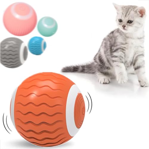 Bola Inteligente Brinquedo Interativo Para Gato Pet Silicone Giratória 360º Yoyo (Laranja)