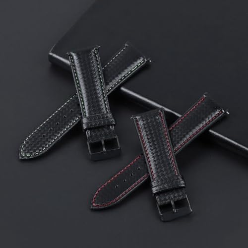 Bracelet montre interchangeable à libération rapide en cuir bovin carbone - 3