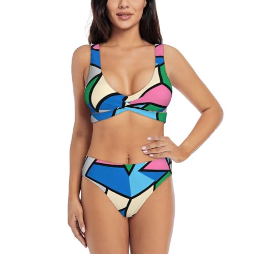 Bikini push-up géométrique à coussinets amovibles pour un galbe parfait