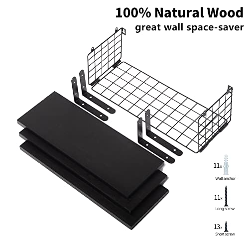 Yoursorter Floating Shelves For Wall, Black Bathroom Shelves Over Toilet With Paper Storage Basket, Rustic Wall Shelves Wood Farmhouse Wall Decor For Bathroom, Bedroom, Living Room, Kitchen #TOP3