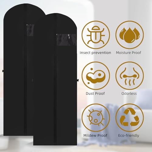 Luxoraiova Kleidersack Lang 180 x 60 cm 2 Stück Faltbare Kleidersäcke mit Reißverschluss Atmungsaktive Staubdichte Anzugtasche für Anzug Mäntel Kleider Brautkleider Mottenfest Ideal zur Aufbewahrung