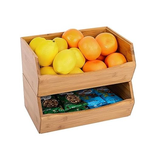 Seville Classics Bamboo Premium Organizer Storage Bins for Kitchen Silverware, Pantry, Closet, Office Desk, Pens, Utensils, Makeup, K Cup, Bamboo, Stackable Bin Set (2 Piece)
