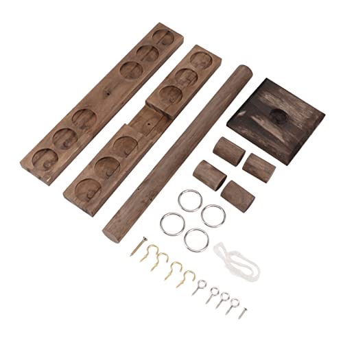 EVTSCAN Wooden Hook and Ring Game for Four Players, Handmade Wooden Loop Throwing Hooks, Fast Paced Interactive Game for Home Party Bar