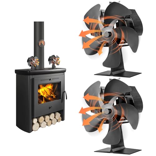 Flanagan 2 PCS Fireplace Fans, 5 Blades Stove Fan,7in Log Burner Fan Heat Powered Fireplace Fan for...