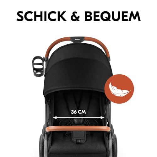 hauck Uptown, Melange Black – wózek dziecięcy z pozycją leżącą od urodzenia, szerokie siedzisko do 22 kg, uchwyt na napoje, gumowe koła, zawieszenie, ochrona przed promieniowaniem UV 50+, składany, z