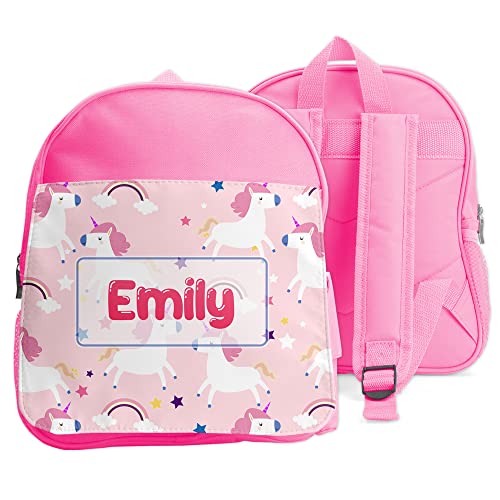 EnvyFone Personalised Kids UNICORN Mini Backpack - Junior Toddler Shoulder Rucksack - for School Pre-School, Nursery - Lunch Swimming P.E Bag - Chidens Girls Gift