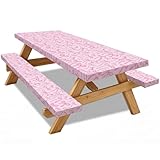 SmoothNovelty Pink Bow Picnic Table Cover with...