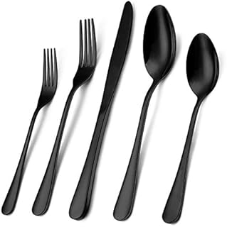 Wildone 60-Piece Black Silverware Set, Stainless Steel Flatware Cutlery Set Service for 12
