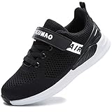  GUFANSI Turnschuhe Mädchen Hallenschuhe Jungen Sportschuhe Kinder Outdoor Fitnessschuhe Laufschuhe Atmungsaktiv Kinderschuhe Sneaker für Gym Indoor Unisex-Kinder Schwarz 30EU=31CN