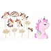 Teegxddy 21 piezas unicornio pastel de cumpleaños Mini figuras Set Cupcake Mini figuras Set dibujos animados pastel Topper para niños niñas decoración de fiesta