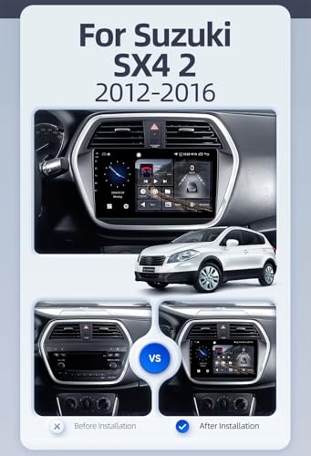Autoradio 2 Din Suzuki SX4 S-Cross Android 13 Écran Tactile 9 Pouces 4G Dab+