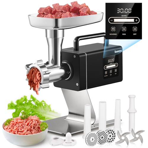 Huanyu Commercial Heavy Duty Meat Grinder - 1.3HP Bone Grinder for Pet Food, Stainless Steel with...