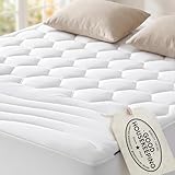 Bedsure King Mattress Pad - Quilted Fitted Mattress Topper Protector with 8-21 Inches Deep Pocket, Noiseless Breathable Bed Cover Padded, Machine Washable, White, 78x80 Inches