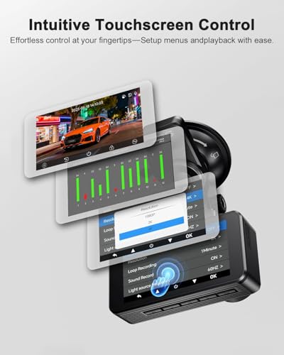 Image of Dash Cam Front and Rear, 4K FHD Dual Dash Camera for Cars Built-in 5G WiFi GPS, 64GB Card Included, Car Camera with 3 inch IPS Touch Screen, UHD 2160P Night Vision, WDR, 24H Parking Monitor, App Control