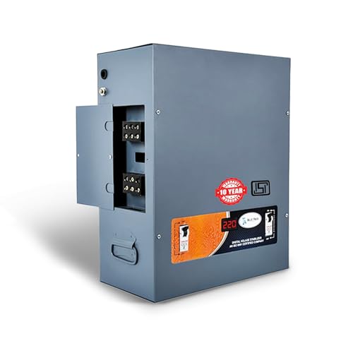 Image of BLUETRAX 10 KVA 8000W Mainline Voltage Stabilizer | 50V-300V | Hanging | Digital | Heavy Duty for Home Multipurpose Use | ISI Certified |10 Years Warranty | Grey