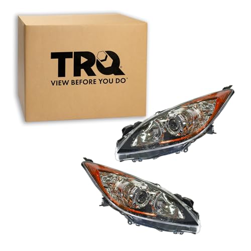 Image of TRQ Headlight Assembly Set MA2518130 MA2519130 | For 2010-2013 Mazda 3