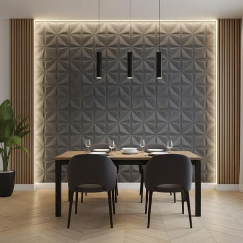 Image of Kayra Decor 3D PVC Wall Panel Bloom Design Gray Marble Color 19.7 inch x 19.7 inch (Pack of 12) - Covers 32.34 Sq. Ft.