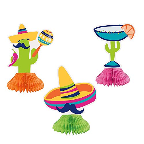 Assorted Design Boho Fiesta Mini Honeycomb Centerpieces Pack of 3 Fun and Festive Design Perfect for Fiesta Birthdays or