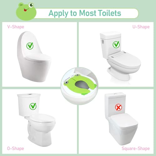 Miniatura 6 de Pejoye Adaptador Wc Niños, Portatil Para Inodoro Para Niños, Plegable Reductor Para Viaje, Con 1 Bolsa De Transporte, Rana