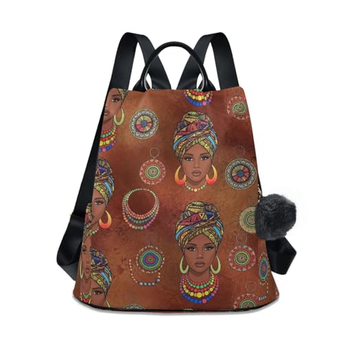 Sac à dos multipoche pour femme imprimé africain avec fermeture antivol