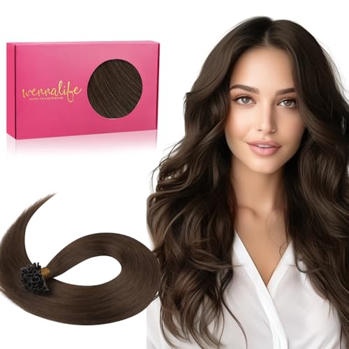 WENNALIFE Extensiones de cabello con unión de queratina, 50 cm 50 g 50s Extensiones de cabello natural con uniones de queratina, U Tip Hair Extensiones de cabello natural, Extensiones invisibles de