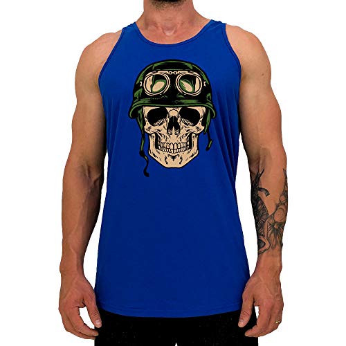 Regata LongLine Masculina Cavada MXD Conceito Caveira Militar Long Line (Azul, G)