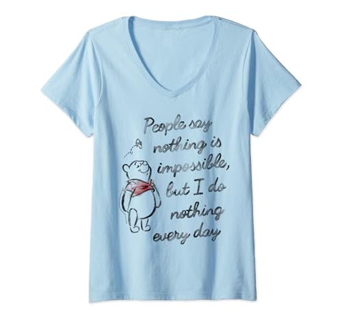 T-shirt col V Winnie the Pooh femme coton doux coupe flatteuse et confortable
