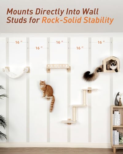Mueble de pared para gatos 5 en 1 con hamaca y rascador miniatura 4