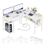 Homieasy Scrivania a L 128cm con Prese AC USB e Type-C,Bianco